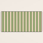 Retro Christmas Stripes - Vertical Holiday Stripe Pattern Green Red Cream  Desk Mat Gallery Image 3