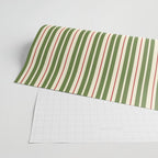 Retro Christmas Stripes - Vertical Holiday Stripe Pattern Green Red Cream  Wrapping Paper Gallery Image 2