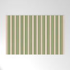 Retro Christmas Stripes - Vertical Holiday Stripe Pattern Green Red Cream  Welcome Mat Gallery Image 1