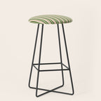Retro Christmas Stripes - Vertical Holiday Stripe Pattern Green Red Cream  Stool Gallery Image 1