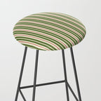 Retro Christmas Stripes - Vertical Holiday Stripe Pattern Green Red Cream  Stool Gallery Image 2