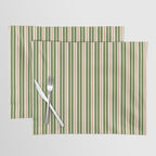 Retro Christmas Stripes - Vertical Holiday Stripe Pattern Green Red Cream  Placemat Gallery Image 1