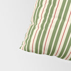 Retro Christmas Stripes - Vertical Holiday Stripe Pattern Green Red Cream  Pillow Sham Gallery Image 4