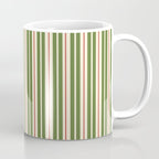Retro Christmas Stripes - Vertical Holiday Stripe Pattern Green Red Cream  Coffee Mug Gallery Image 1