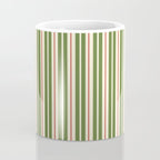Retro Christmas Stripes - Vertical Holiday Stripe Pattern Green Red Cream  Coffee Mug Gallery Image 4