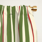 Retro Christmas Stripes - Vertical Holiday Stripe Pattern Green Red Cream  Window Curtain Gallery Image 2