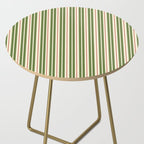 Retro Christmas Stripes - Vertical Holiday Stripe Pattern Green Red Cream  Side Table Gallery Image 2