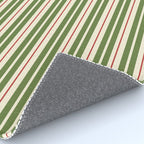 Retro Christmas Stripes - Vertical Holiday Stripe Pattern Green Red Cream  Rug Gallery Image 4