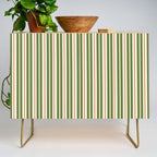 Retro Christmas Stripes - Vertical Holiday Stripe Pattern Green Red Cream  Credenza Gallery Image 1