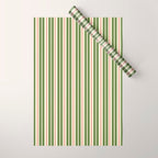 Retro Christmas Stripes - Vertical Holiday Stripe Pattern Green Red Cream  Wrapping Paper Gallery Image 1