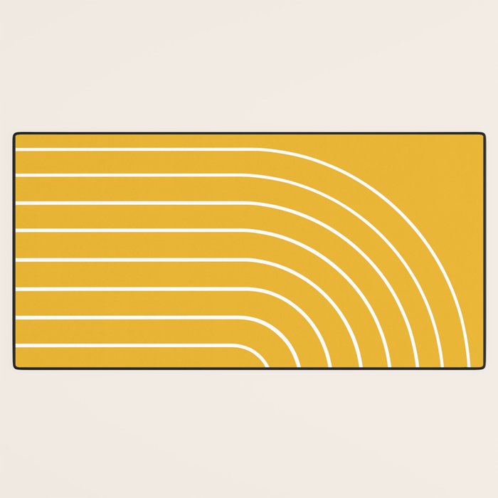 Minimal Arch IX Golden Yellow Modern Geometric Lines Desk Mat Gallery Image 3