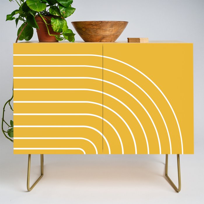 Minimal Arch IX Golden Yellow Modern Geometric Lines Credenza Gallery Image 1