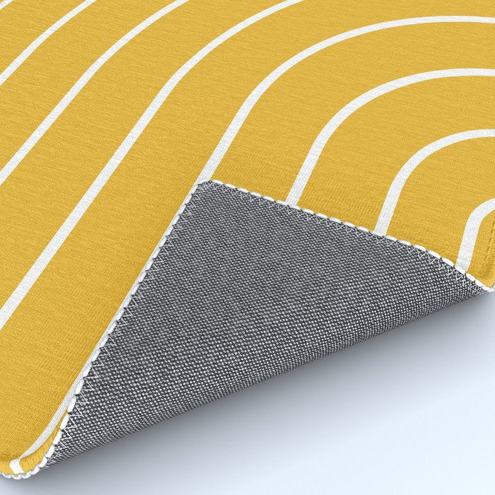 Minimal Arch IX Golden Yellow Modern Geometric Lines Rug Gallery Image 4