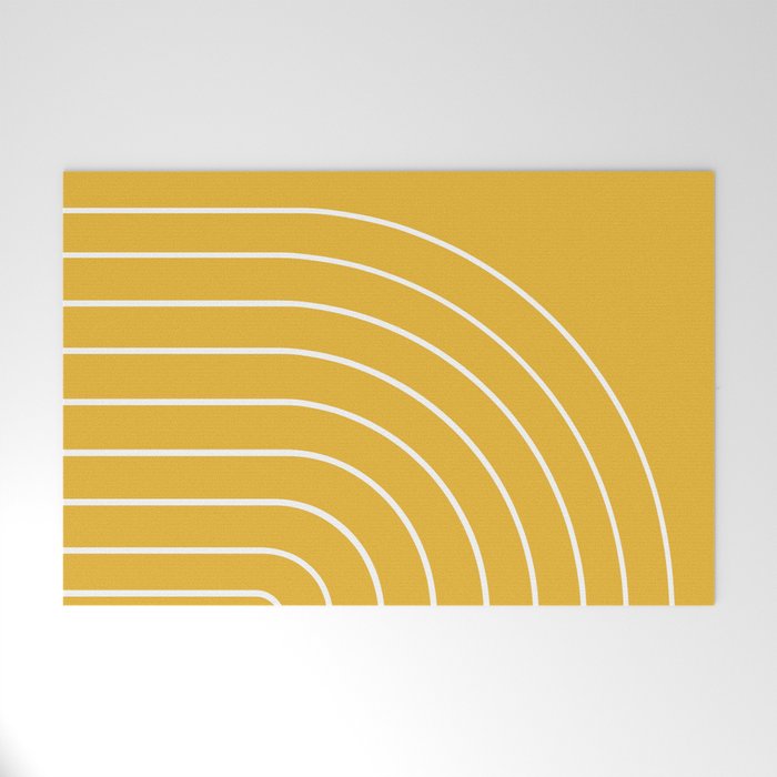 Minimal Arch IX Golden Yellow Modern Geometric Lines Welcome Mat Gallery Image 1