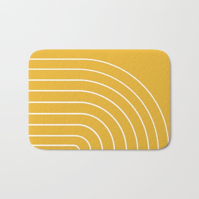 Minimal Arch IX Golden Yellow Modern Geometric Lines Bath Mat Gallery Image 1
