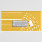 Minimal Arch IX Golden Yellow Modern Geometric Lines Desk Mat Gallery Image 1