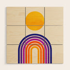 Rainbow Sun: Retro 80s Edition Wood Wall Art Gallery Image 1
