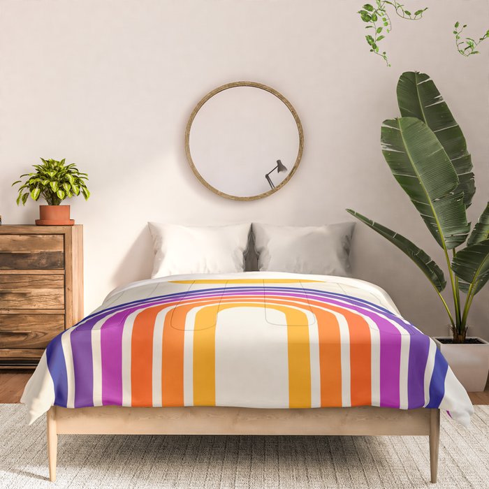Rainbow Sun: Retro 80s Edition Comforter Gallery Image 3