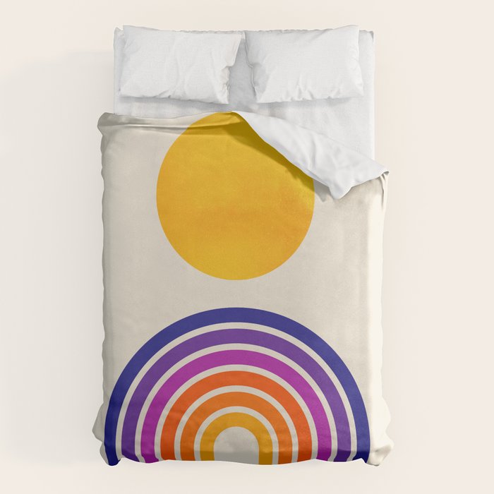 Rainbow Sun: Retro 80s Edition Duvet Cover Gallery Image 1