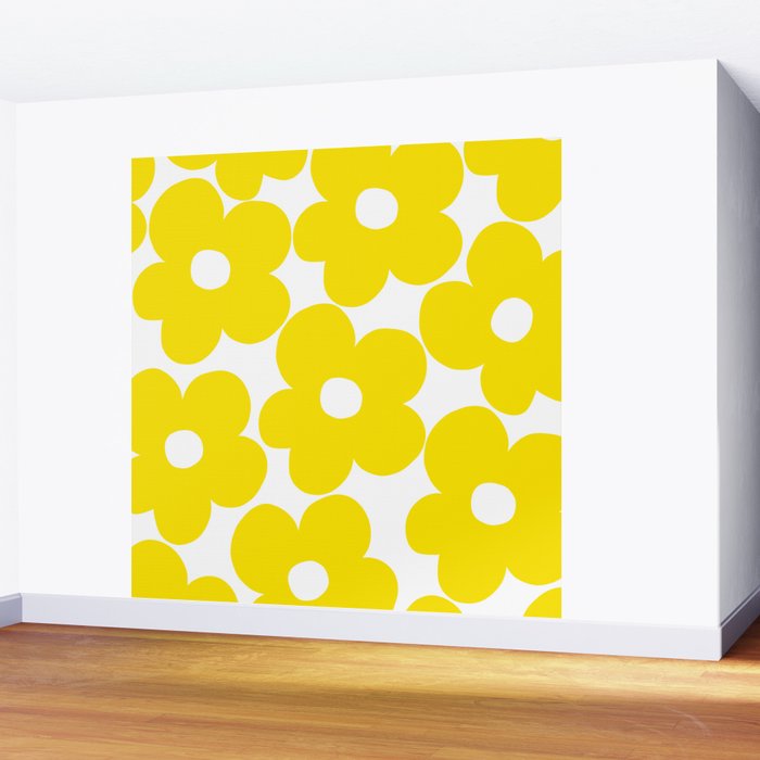 Retro Neon Yellow Daisies #1 #decor #art #society6 Wall Mural Gallery Image 2