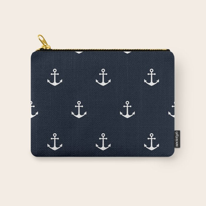 Dark Blue Anchor Pattern Carry All Pouch Gallery Image 1