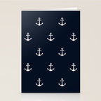 Dark Blue Anchor Pattern Stationery Card Gallery Image 2