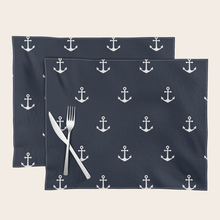 Dark Blue Anchor Pattern Placemat Gallery Image 1