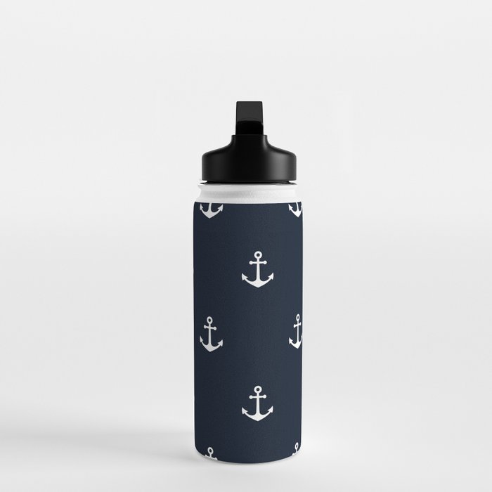 Dark Blue Anchor Pattern Water Bottle Gallery Image 3