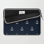 Dark Blue Anchor Pattern Laptop Sleeve Gallery Image 2