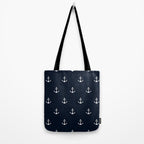 Dark Blue Anchor Pattern Tote Bag Gallery Image 2