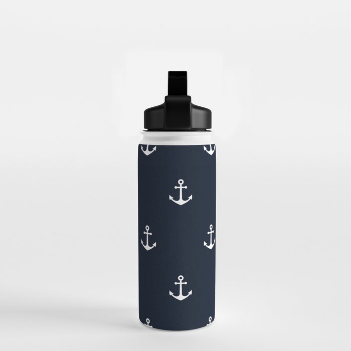 Dark Blue Anchor Pattern Water Bottle Gallery Image 2