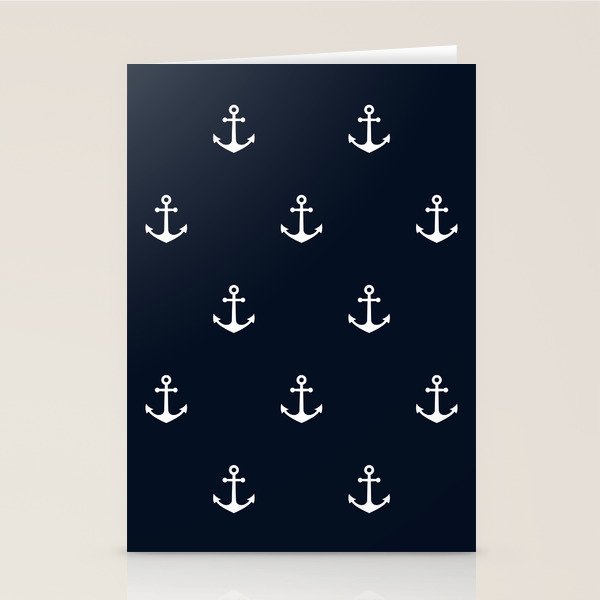 Dark Blue Anchor Pattern Stationery Card Gallery Image 1