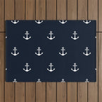 Dark Blue Anchor Pattern Outdoor Rug Gallery Image 1