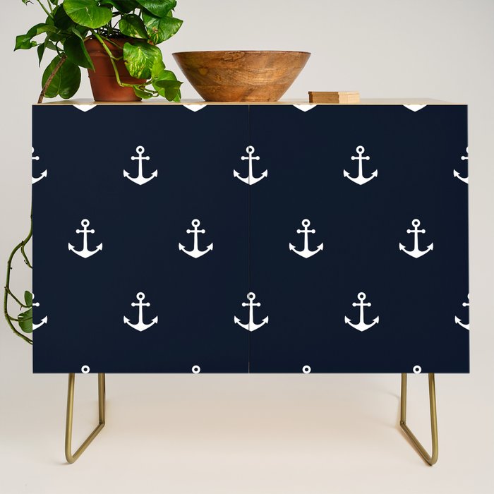 Dark Blue Anchor Pattern Credenza Gallery Image 1