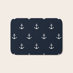 Dark Blue Anchor Pattern Bath Mat Gallery Image 1