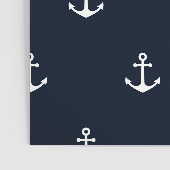 Dark Blue Anchor Pattern Poster Gallery Image 3