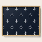 Dark Blue Anchor Pattern Serving Tray Gallery Image 1