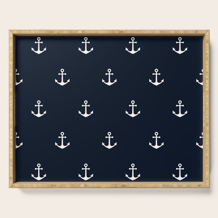 Dark Blue Anchor Pattern Serving Tray Gallery Image 1