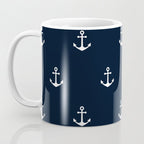 Dark Blue Anchor Pattern Coffee Mug Gallery Image 3