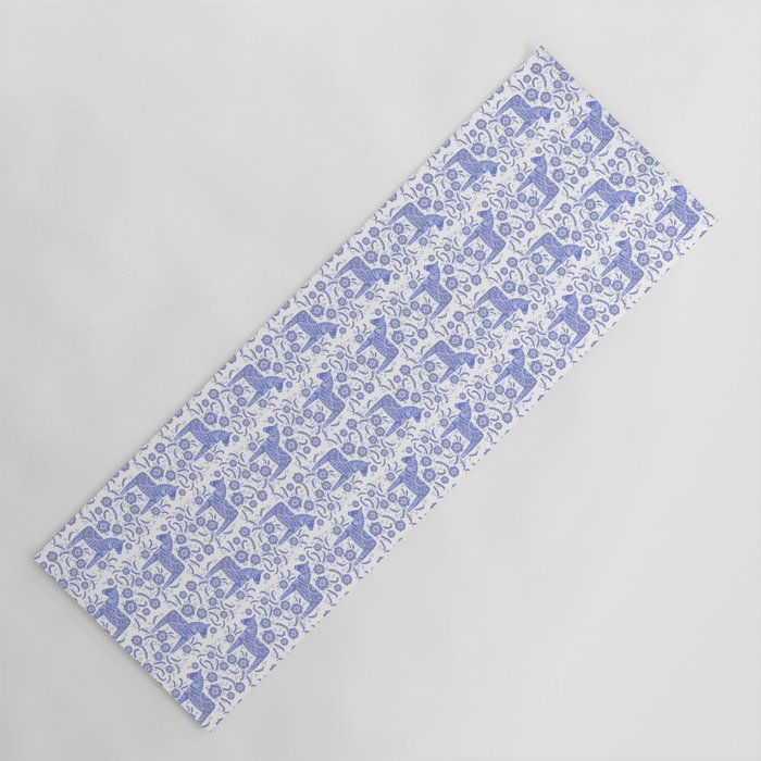 Swedish Dala Horse Blue Yoga Mat Gallery Image 1