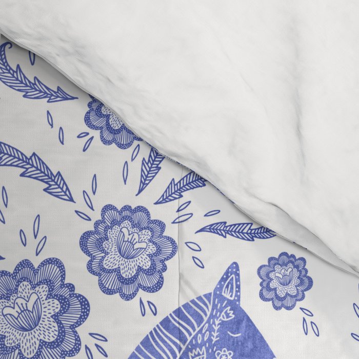 Swedish Dala Horse Blue Comforter Gallery Image 4