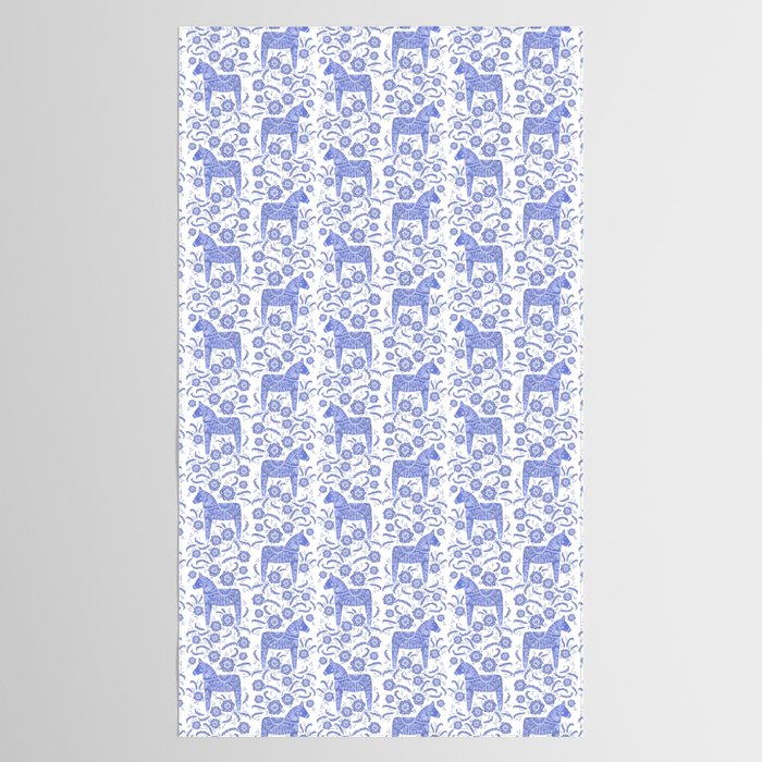 Swedish Dala Horse Blue Tablecloth Gallery Image 2