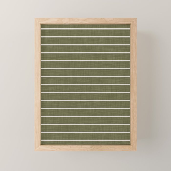 Cozy Stripes In Olive Green Mini Art Print Gallery Image 1