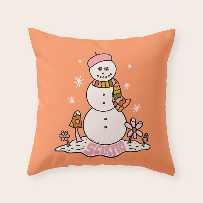 Scorpio Snowman Throw Pillow Gallery Image 1