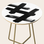 X Black & White Minimalist Abstract Mid century Ink Art Dark Brush Strokes Side Table Gallery Image 2