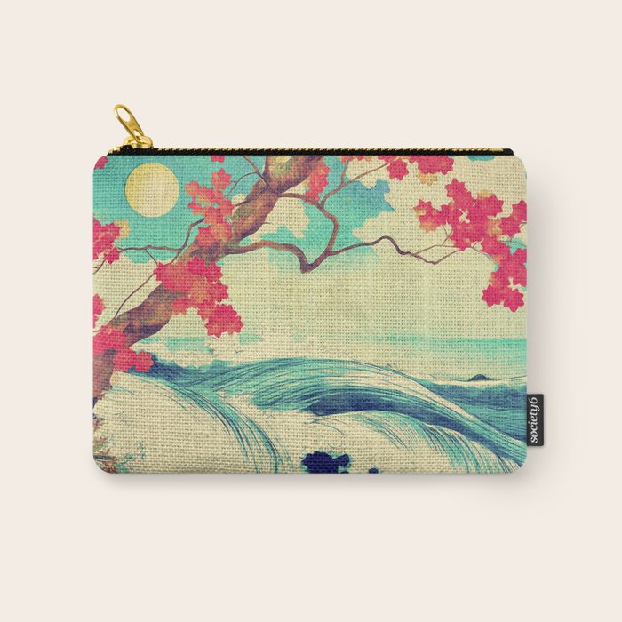 Waking to the Wild and Beautiful Ocean of Dhin - Nature Landscape Carry All Pouch Gallery Image 1