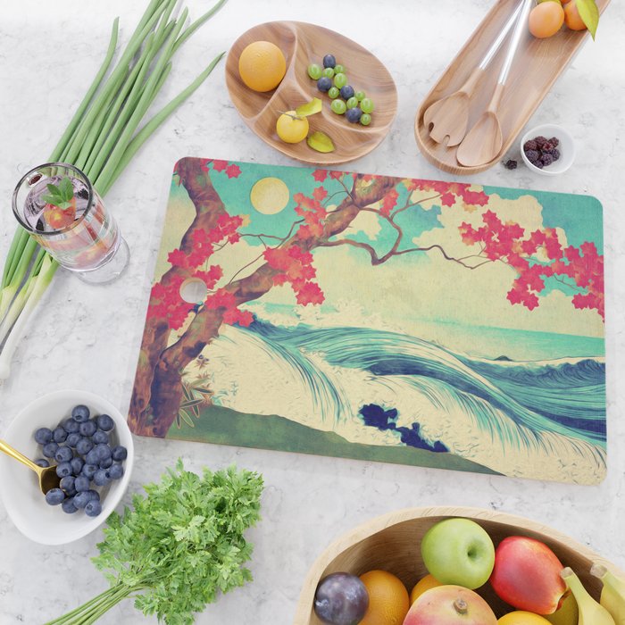 Waking to the Wild and Beautiful Ocean of Dhin - Nature Landscape Cutting Board Gallery Image 2