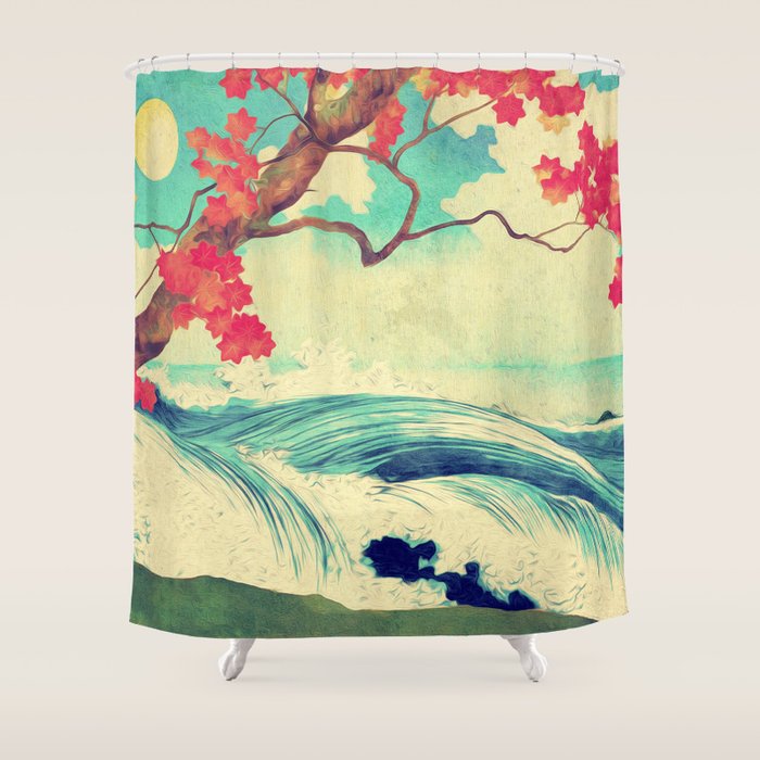 Waking to the Wild and Beautiful Ocean of Dhin - Nature Landscape Shower Curtain Gallery Image 1
