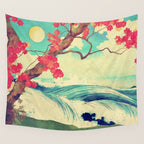 Waking to the Wild and Beautiful Ocean of Dhin - Nature Landscape Wall Tapestry Gallery Image 4