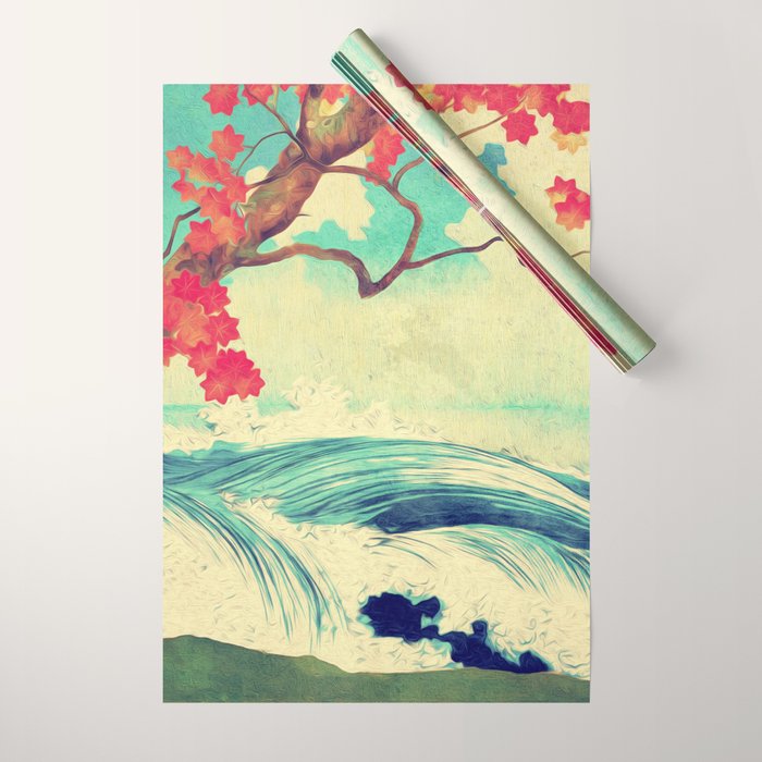 Waking to the Wild and Beautiful Ocean of Dhin - Nature Landscape Wrapping Paper Gallery Image 1